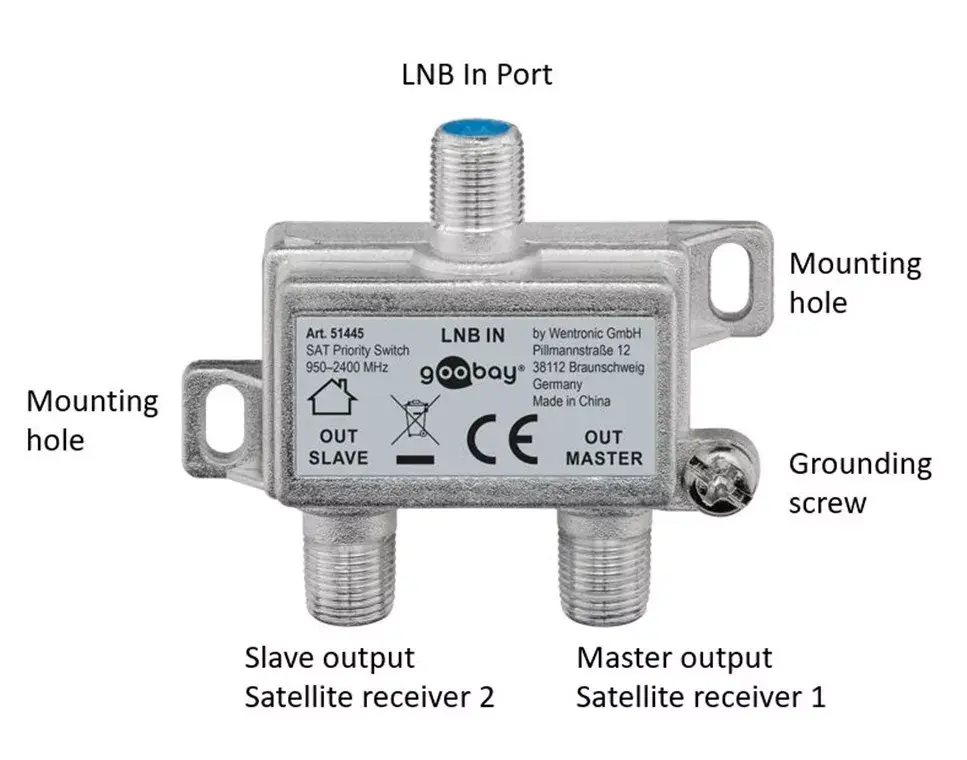 Kabeļu dalītājs Goobay SAT Priority Splitter Photo 4
