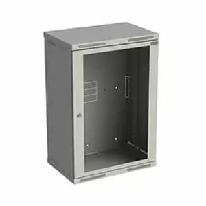 Wall-mounted network cabinet SOLARIX SENSA 18U 400mm, glass door, RAL 7035