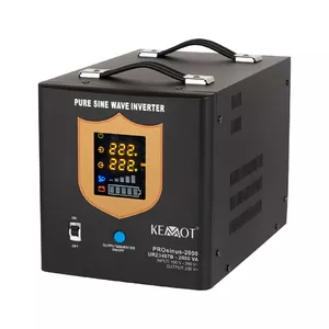 Nepārtraukta barošana KEMOT PROsinus-2000 2000VA/1200W 12V→230V tīra sinusoīda ar lādētāju - melns