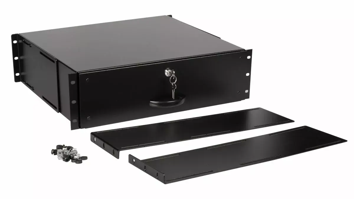 Atvilktne Equip Lockable Drawer 19' 3U RAL9005 Black Photo 2