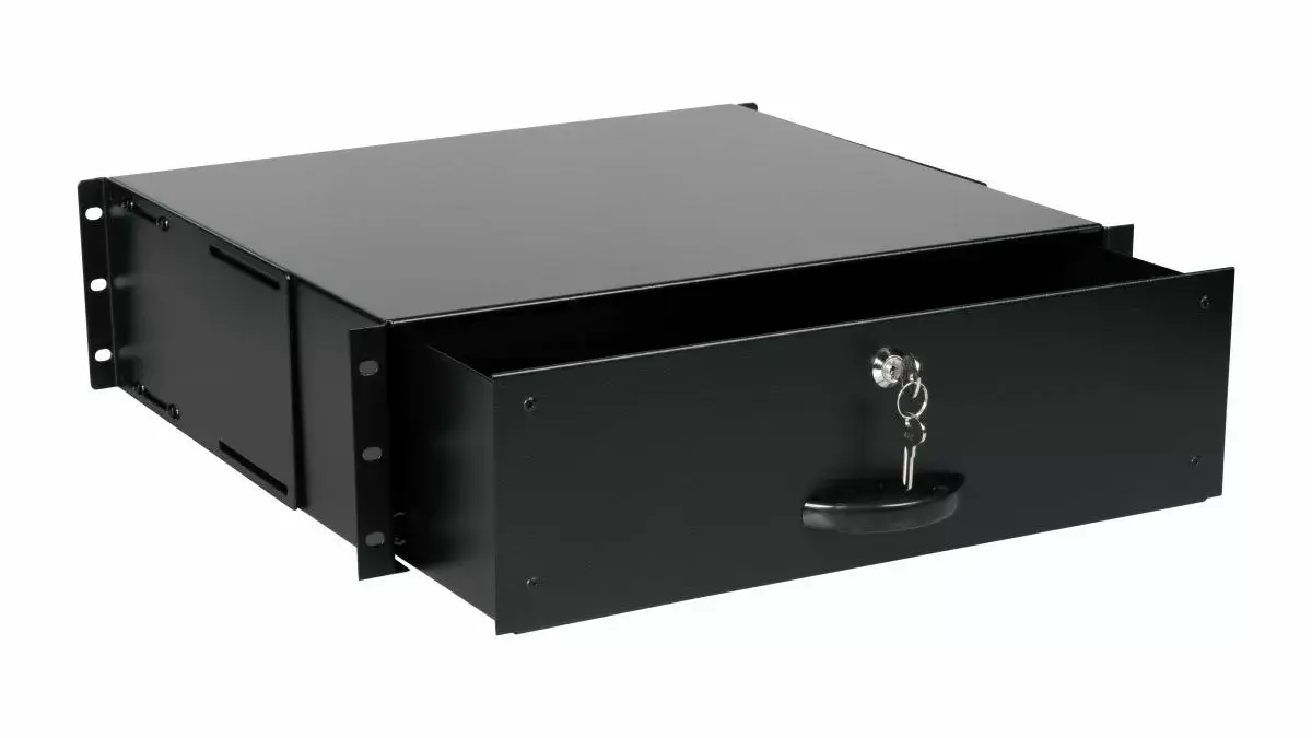 Atvilktne Equip Lockable Drawer 19' 3U RAL9005 Black Photo 3
