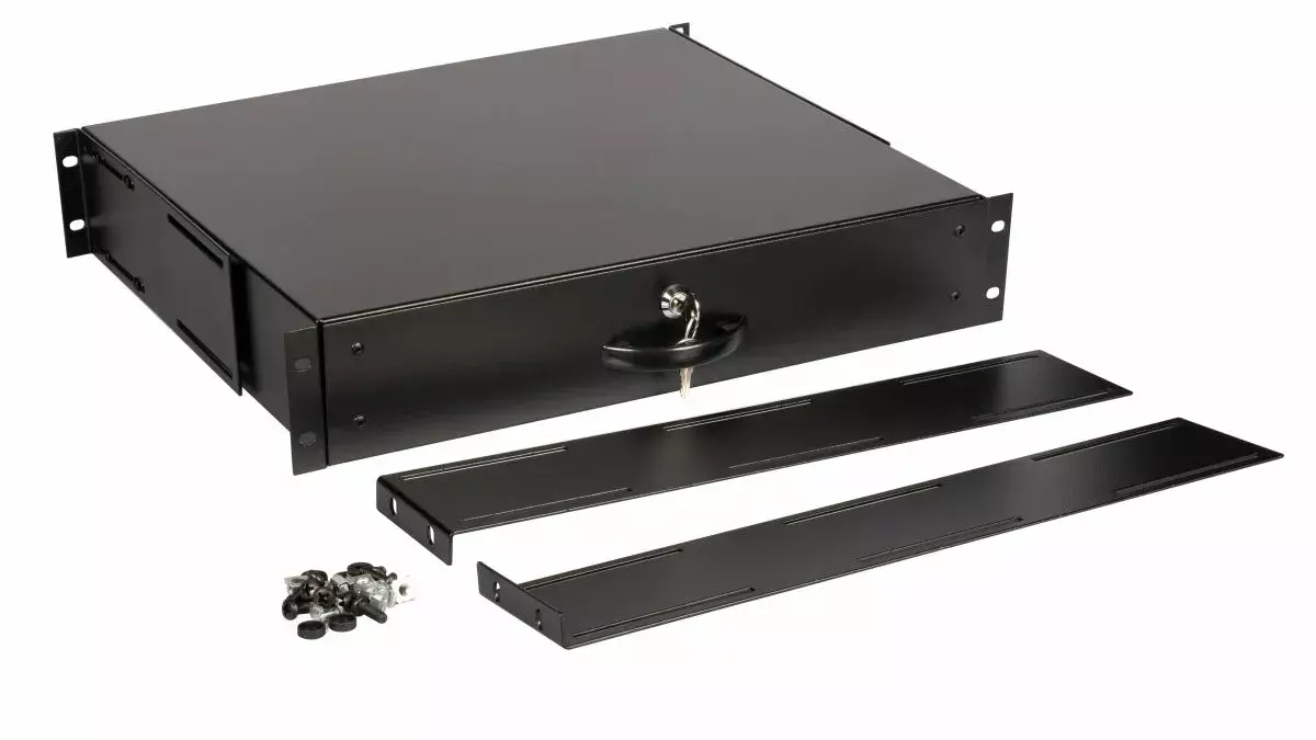 Atvilktņu bloks Equip Lockable Drawer 19' 2U RAL9005 Black Photo 3