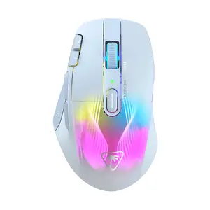 Turtle Beach Kone XP Air White Wireless Ergonomic RGB Gaming Mouse with Bluetooth, 19000 DPI Optical Sensor, 100-Hour Battery, Charging Dock, and AIMO Lighting