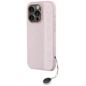 Phone case Karl Lagerfeld KLHCP15XPSAKDGCP for iPhone 15 Pro Max 6.7" pink Saffiano with rhinestones