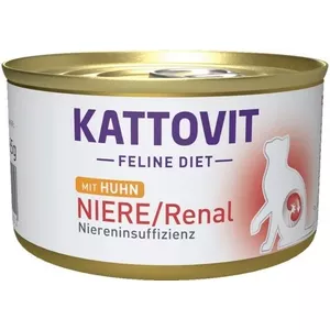 Консервы для кошек KATTOVIT Niere/Renal Chicken 185 г — ветеринарная почечная диета, взрослым кошкам, банка 185 г
