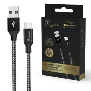 Кабель для зарядки Extralink Smart Life 15W USB-A — microUSB 100 см PVC 5V 2.4A чёрный