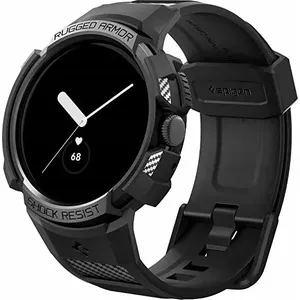 Чехол Spigen Rugged Armor Pro для Google Pixel Watch — защитный чёрный корпус для умных часов