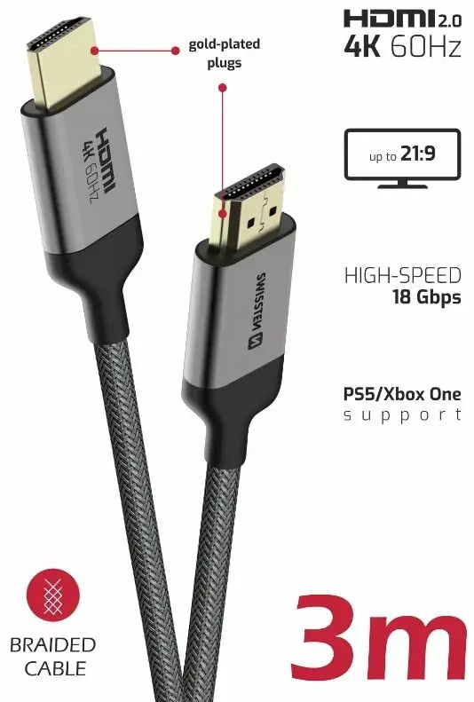 HDMI uz HDMI 4K kabelis SWISSTEN 3 m Photo 2