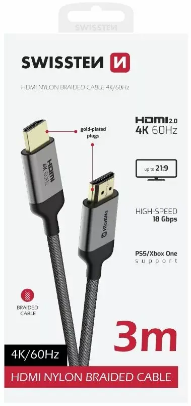 HDMI uz HDMI 4K kabelis SWISSTEN 3 m Photo 4