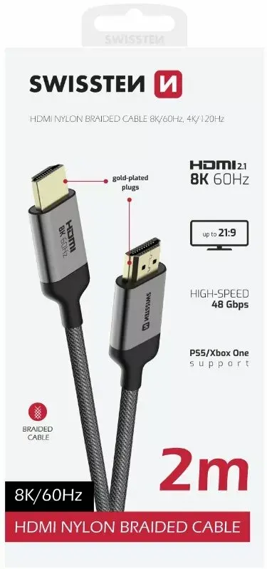 HDMI kabelis SWISSTEN 75501201 — 8K, 2 m Photo 4