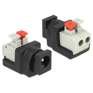 Cable Gender Changer DeLOCK 65524 DC 5.5 x 2.1 mm Black Silver