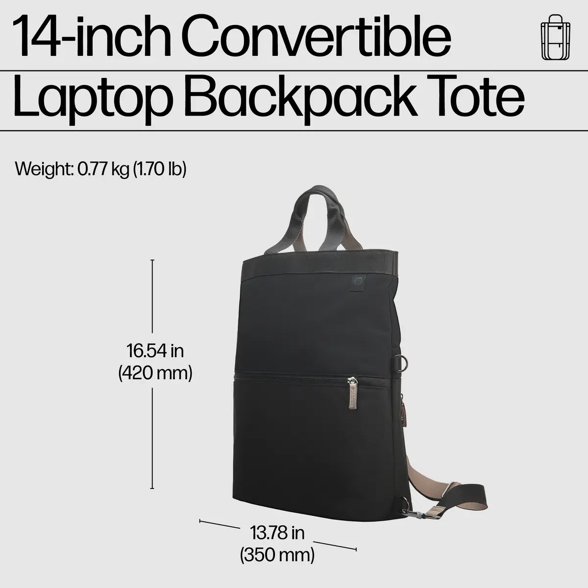 HP 14-inch Convertible Laptop Backpack Tote Photo 3