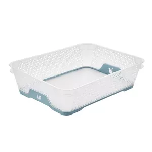 Storage basket keeeper Jonas transparent blue 26.5x20x7 cm