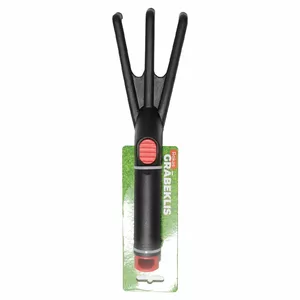 Hand rake BESK 9128459, compact garden rake, black, handheld tool for soil and debris
