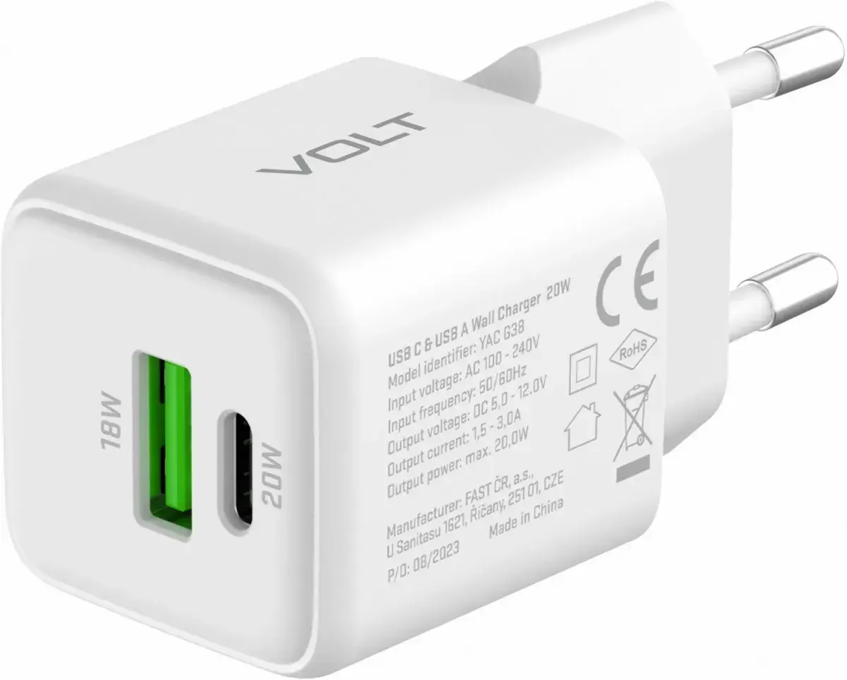 YENKEE YAC G38 20W 3A USB C/A lādētājs Photo 5