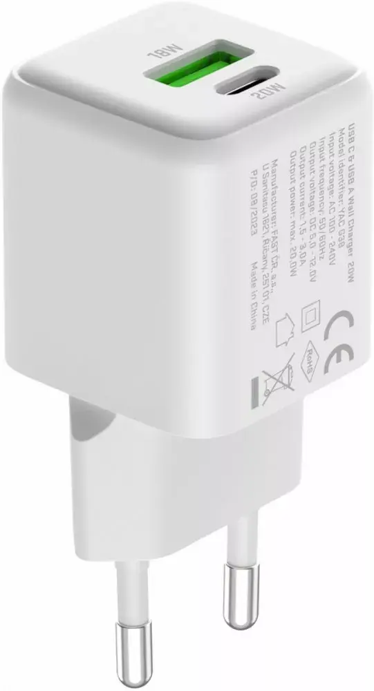 YENKEE YAC G38 20W 3A USB C/A lādētājs Photo 6