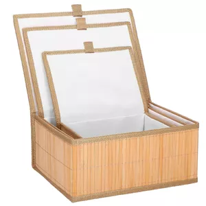Storage organizers Springos HA0153 bamboo set 3 pcs — compact stackable boxes