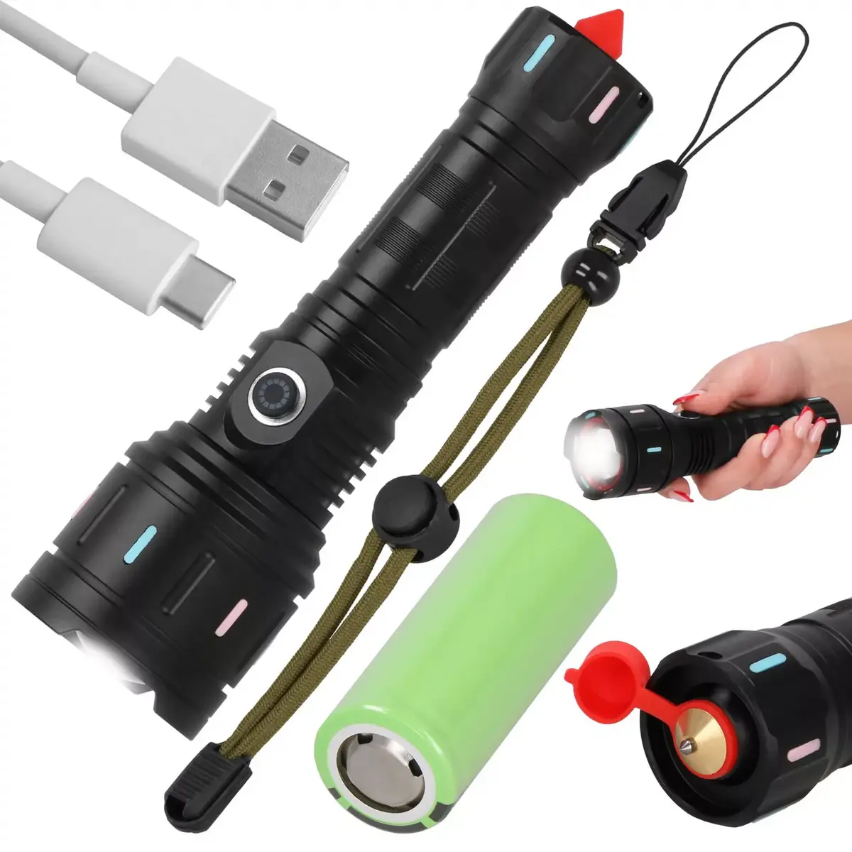 Flashlight Springos CS0127 LED 200 lm Photo 2