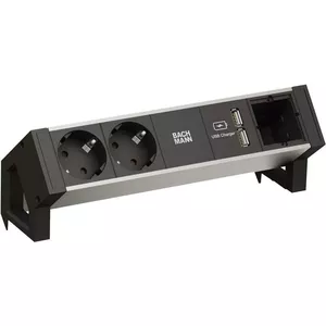 Удлинитель питания Bachmann DESK 2 0.2м 2 розетки Черный Серый