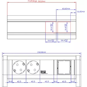 Электрический модуль Bachmann DESK с 2x Schuko (CEE7/3), 1x GST, 1x кастомный модуль