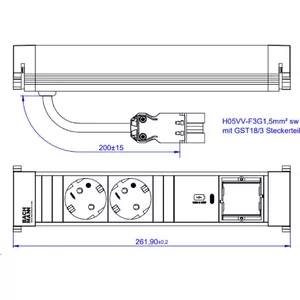 Power Frame Bachmann 916.507 настольный модуль питания с 2x розетками CEE 7/3 и 1x USB