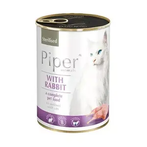 Mitrs kaķu barība dolina noteci DOLINA NOTECI Piper Sterilised ar trusi, 400 g, mitrums 82%, proteīns 10%