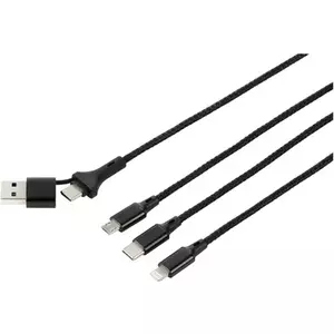 Charging cable Renkforce US203/3M 3.00 m — USB-A to USB-C, USB-Micro-B and Apple Lightning