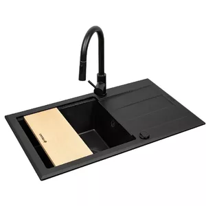 Virtuves izlietne PYRAMIS Sparta Plus Lux 78x48 cm 1 bļoda 1 noteka Idea Black Edition ar jaucēju