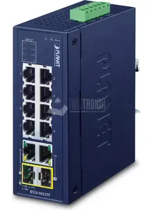 PLANET IFGS-1022TF rūpnieciskais 8 portu 10/100TX un 2 portu Gigabit TP/SFP kombinētais nepārvaldāmais Ethernet komutators