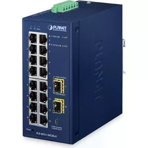 Managed Switch PLANET IP30 16-Port L2/L4 Gigabit Ethernet 36 Gbit/s