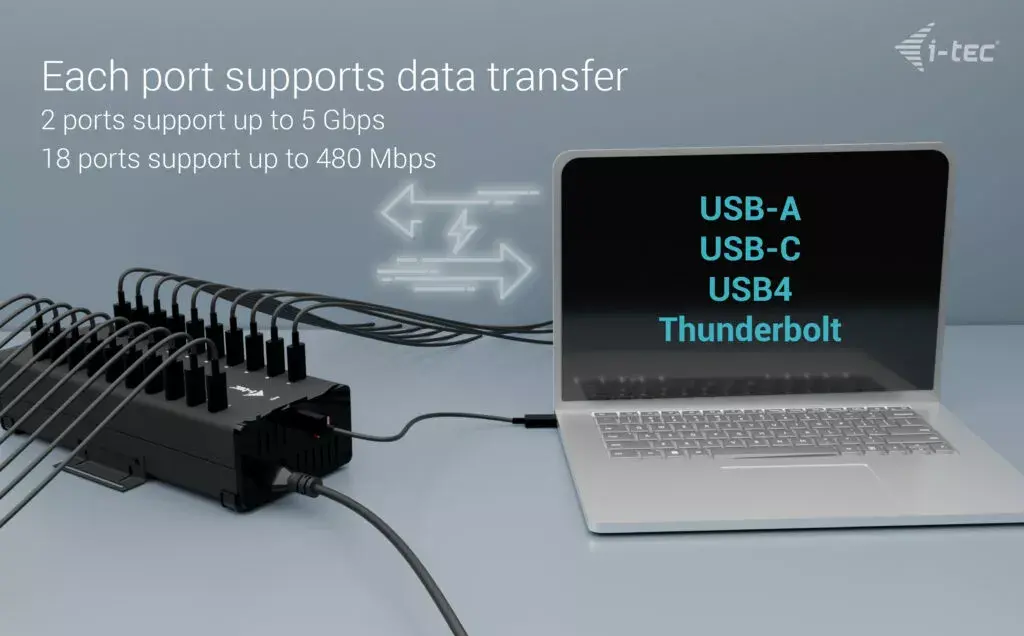 i-tec USB-C/USB-A Metāla Lādētāja Hubs Photo 4