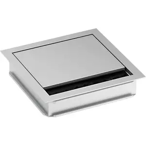 Cable gland / desk cable pass-through, Bachmann 930.310 (5073741), square aluminum, silver anodized