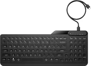 HP 405 Multi-Device Backlit Wired Keyboard Full-size 100% USB Membrane QWERTY English Black Office