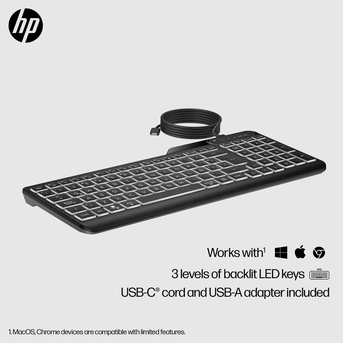 Проводная клавиатура HP 405 Multi-Device с подсветкой Photo 8
