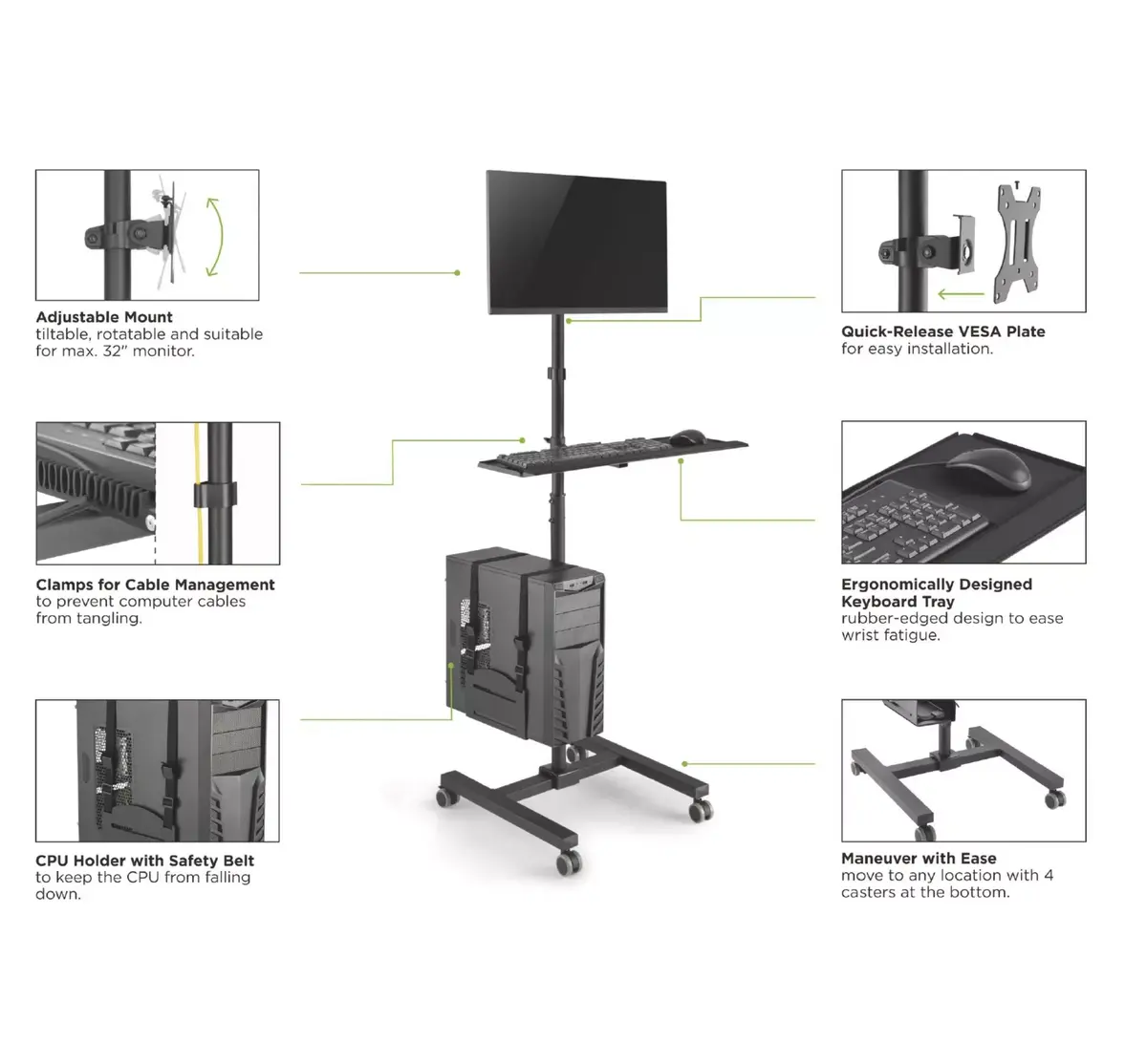 Multimediju rati Equip 17"-32" Viena monitora mobilā darba stacija Photo 15
