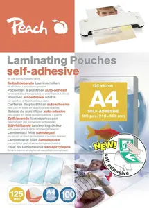Laminēšanas plēve Peach S-PP525-17 pašlīmējoša A4 125 µm