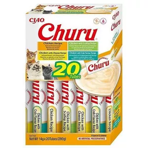Влажные лакомства для кошек INABA Churu набор — Курица, 20 тюбиков по 14 г паста