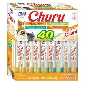 Cat treats INABA Churu Variety Box — Chicken paste treats, 40 × 14 g, grain-free, gluten- and soy-free