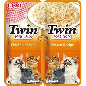 Cat treats INABA Twin Packs Chicken 2 x 40 g sachets, meaty grain-free snack, 80 g total