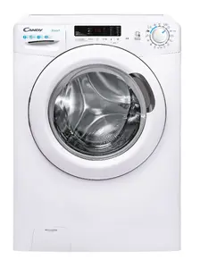 Front-load washing machine Candy Smart CS4 1072DE/1-S with 7 kg capacity, 1000 RPM spin speed, built-in display, delayed start, and white finish