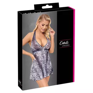 Женское платье Cottelli Collection Snake XL — размер XL, полупрозрачный материал под змеиную кожу, на завязках, без спинки