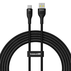 USB A to USB C cable Baseus Flash 2 — 2 m, 100 W, USB PD, 480 Mbps, nylon, black