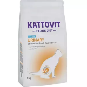 Сухой корм для кошек KATTOVIT Urinary Tuna ветеринарная диета для мочевыводящих путей, 4 кг, взрослым, с тунцом, белок 34%, жир 22.5%