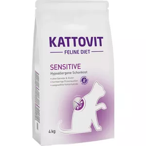 Sauss kaķu barība KATTOVIT Sensitive 4 kg — pieaugušiem, bez graudiem un bez glutēna, ar putnu gaļu, gremošanas atbalsts