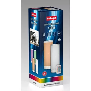 Table lamp ActiveJet AJE-CERES RGB, LED 54 bulbs, 4 W, 2000–6000 K, 200 lm, 350 mm height, white