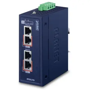 PLANET IPOE-270 Industrial 2-Port PoE++ Injector with 2.5G, 5G, and Gigabit Ethernet support, IP30 rating, and IEEE 802.3bt compliance