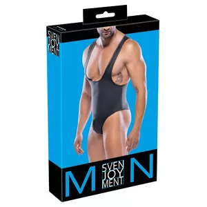 Men's body Svenjoyment model 21504921711 black wrestler-style string with zip pouch, 90% polyester 10% spandex
