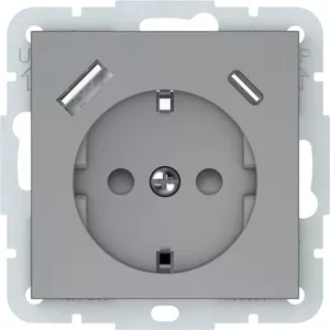 VILMA RP16-002-22/USBA Power Socket with USB-A and USB-C Ports, Grey