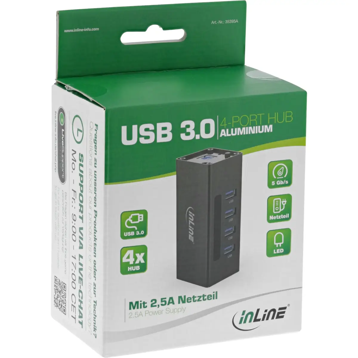 InLine USB 3.0 Концентратор 4 порта Алюминиевый корпус Photo 3