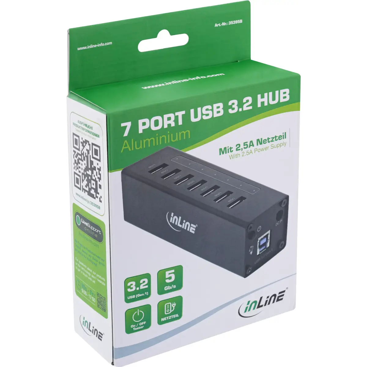 USB 3.0 концентратор InLine 35395B на 7 портов Photo 3